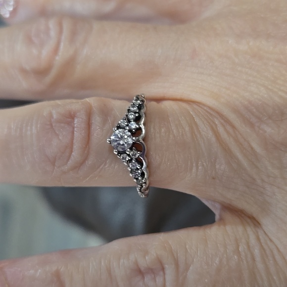Pandora Authentic Pandora Sterling Silver Fairytale Tiara Wishbone Ring CZ SZ 6 - Picture 2 of 10